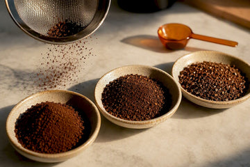 Coffee grounds separated by particle size
