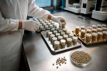 Green coffee samples prepared for mycotoxin testing