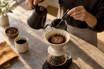 Pour-over brewing with temperature thermometer