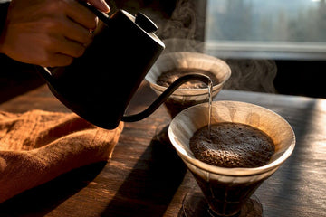 Two pour-over coffees compared in morning light
