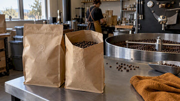 Coffee beans resting after roasting
